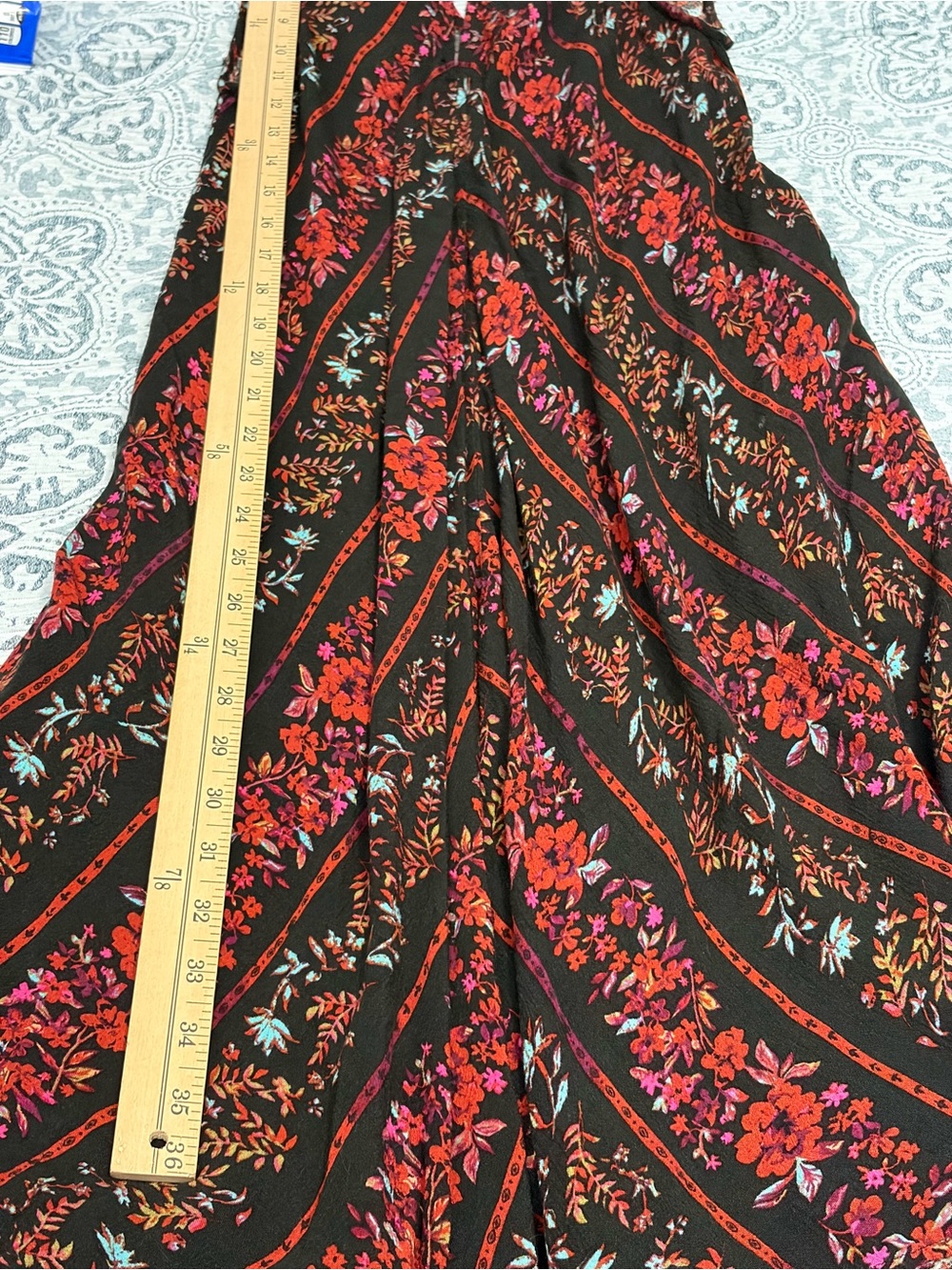 Volcom Black Midi Dress with Red Floral Stripes - Picture 11 of 11